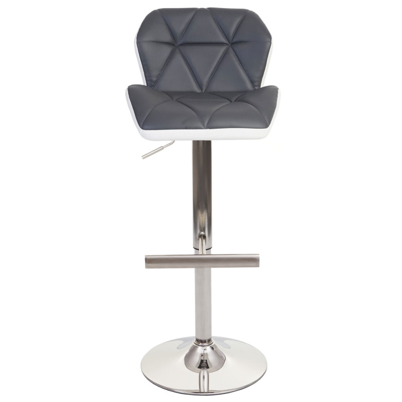 2x tabouret de bar chaise de bar / comptoir, similicuir - gris, pied brossé