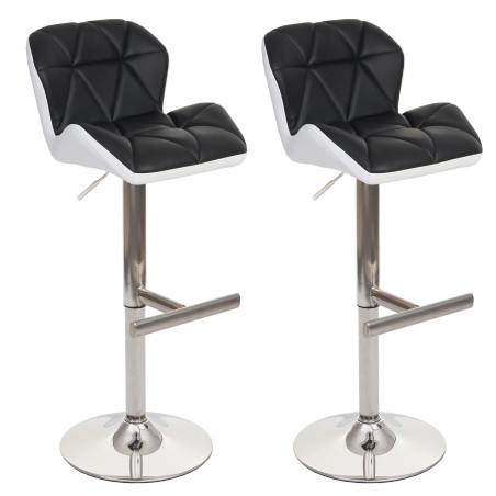 2x Tabouret de bar chaise bar/comptoir - anthracite, pied à disque en métal brossé