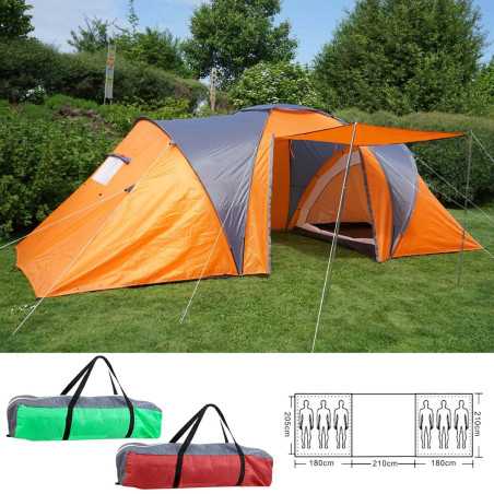 Tente de camping loksa, 6 personnes, bivouac / igloo, tente pour festival - marron