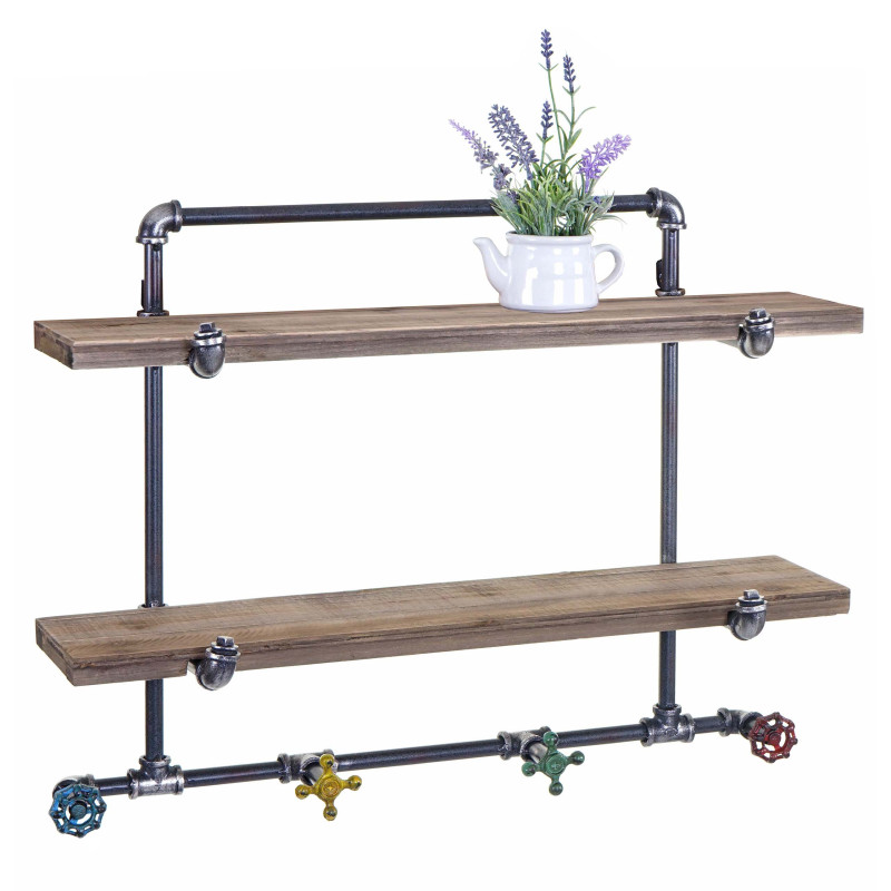 Garde-robe murale rack de dépose, vestiaire de suspension, design industriel, 70x54x23cm