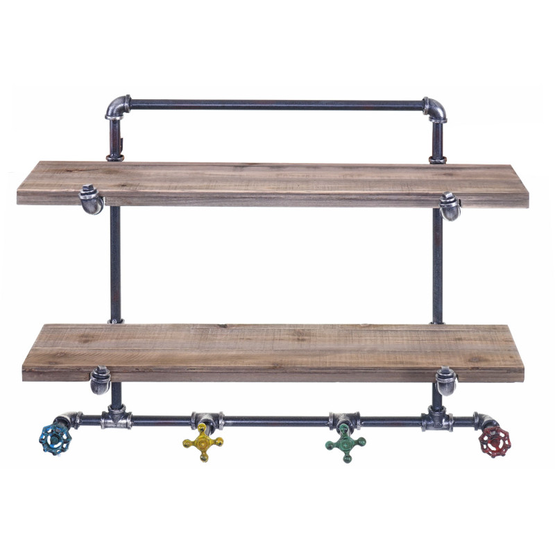 Garde-robe murale rack de dépose, vestiaire de suspension, design industriel, 70x54x23cm