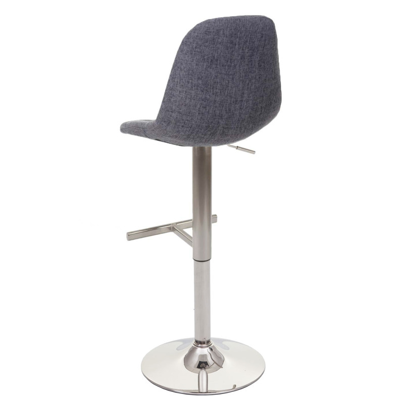 2x Tabouret de bar chaise bar/comptoir - gris, tissu, pied à disque en métal brossé