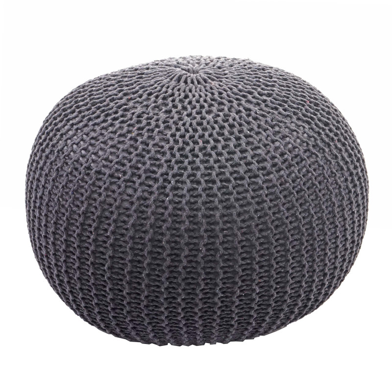 Pouf tabouret de tricotage, aspect de tricotage à grosses mailles 40x50cm - gris foncé