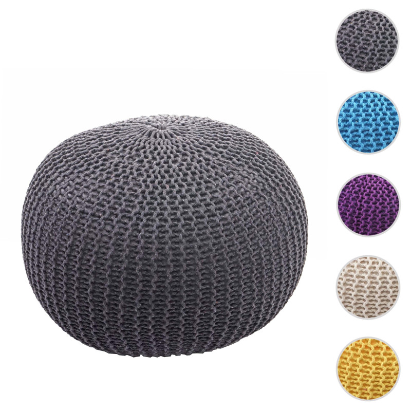 Pouf tabouret de tricotage, aspect de tricotage à grosses mailles 40x50cm - gris foncé