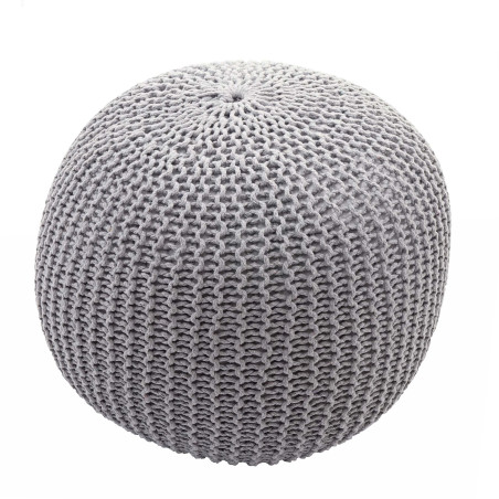 Pouf tabouret de tricotage, aspect de tricotage à grosses mailles 40x50cm - gris