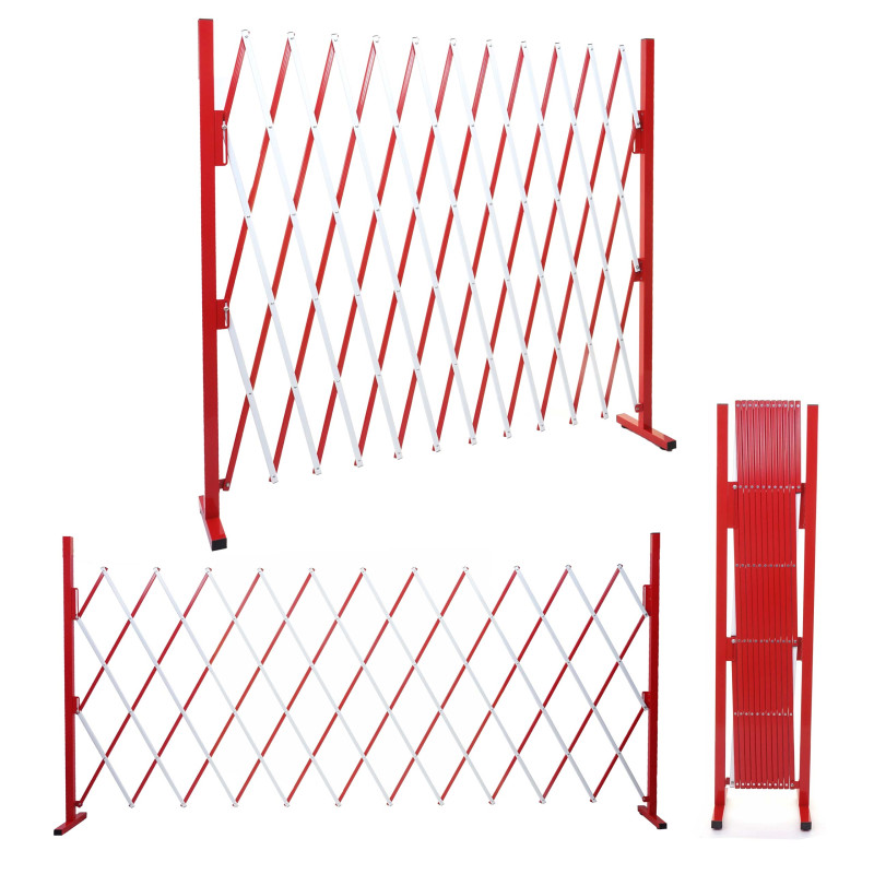 Grillage grille protectrice télescopique, aluminium rouge/blanc - hauteur 153cm, largeur 36-300cm