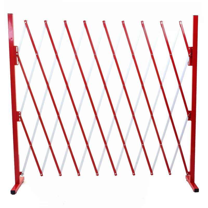 Grillage grille protectrice télescopique, aluminium rouge/blanc - hauteur 153cm, largeur 32-265cm