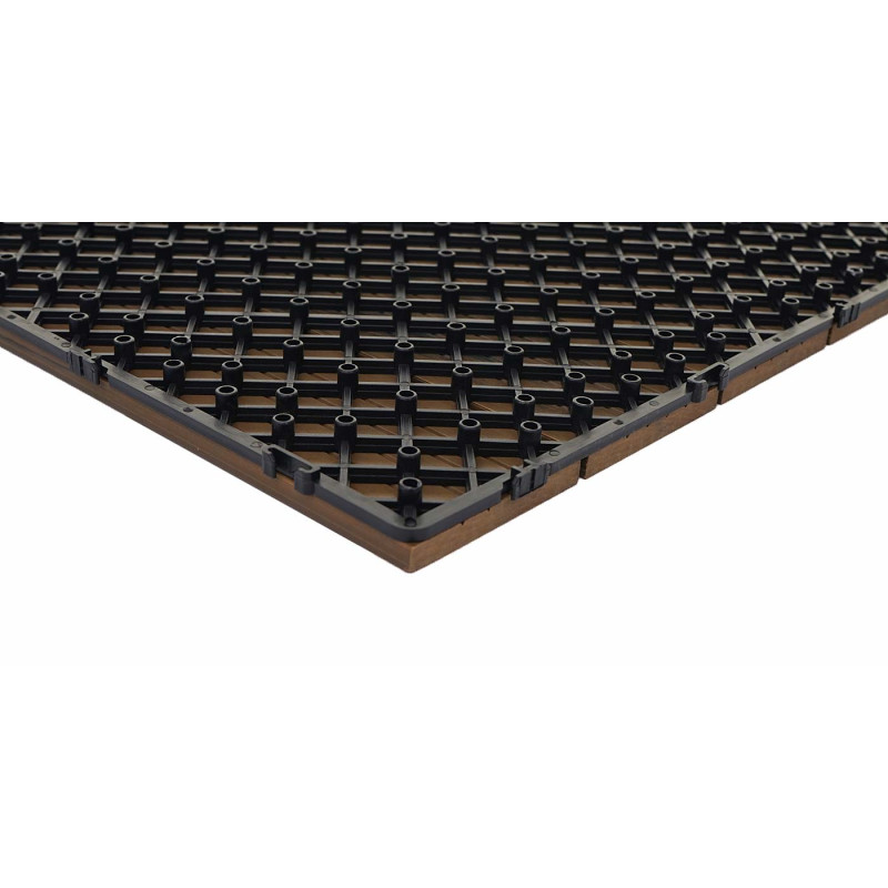 Carreaux en WPC, aspect bois pour terrasse, structure 3-D - 4 carreaux à 50x50 cm 1m² marron