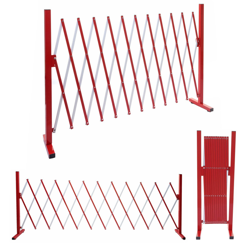 Grillage grille protectrice télescopique, aluminium rouge/blanc - hauteur 103cm, largeur 37-300cm