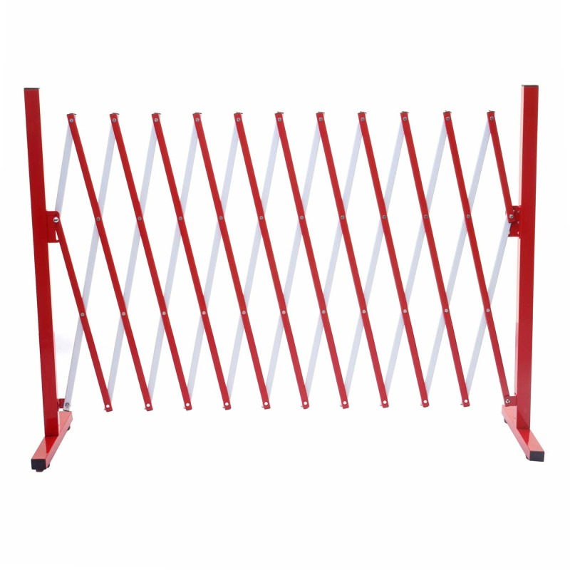 Grillage grille protectrice télescopique, aluminium rouge/blanc - hauteur 103cm, largeur 37-300cm