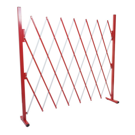 Grillage grille protectrice télescopique, aluminium rouge/blanc - hauteur 153cm, largeur 28-200cm