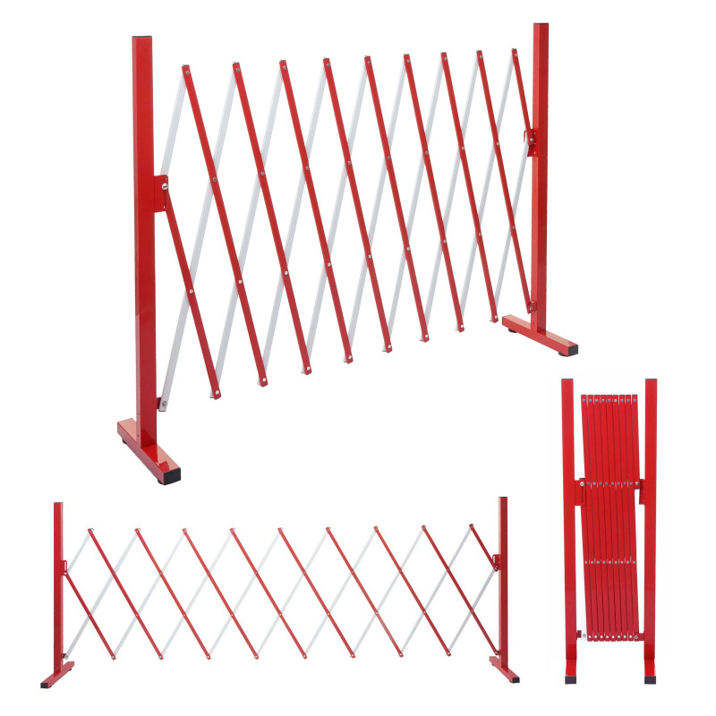 Grillage grille protectrice télescopique, aluminium rouge/blanc - hauteur 103cm, largeur 32-265cm