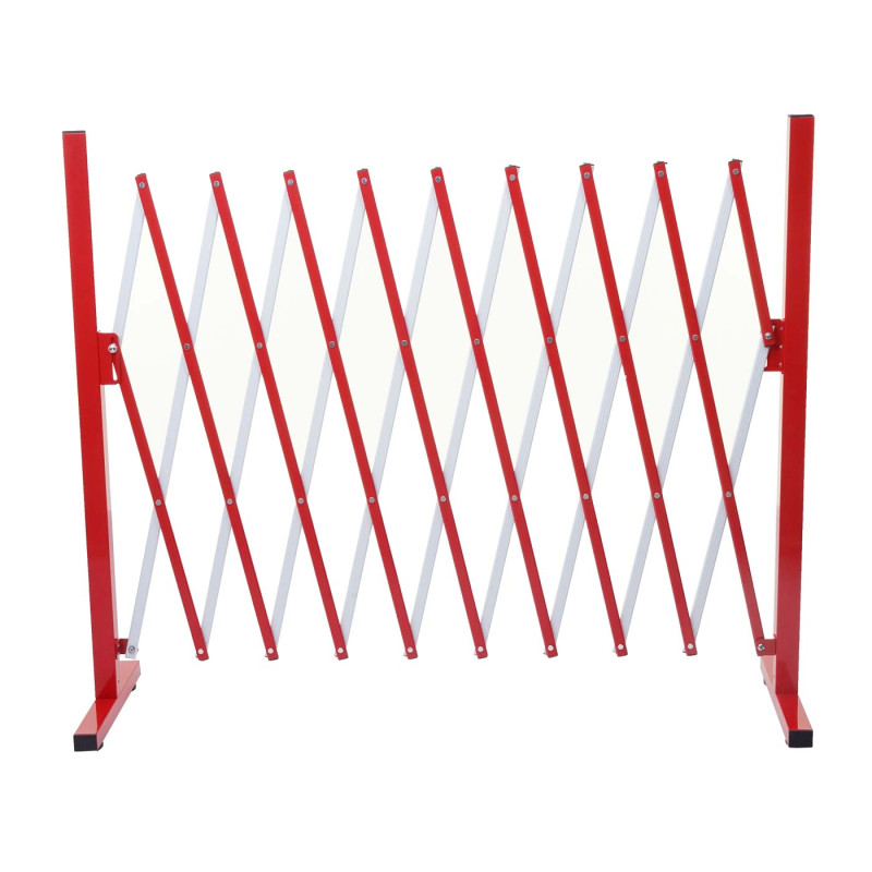 Grillage grille protectrice télescopique, aluminium rouge/blanc - hauteur 103cm, largeur 32-265cm