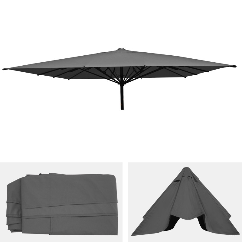 Enveloppe pour parasol gastronomie enveloppe de rechange, 5x5m (Ø7,2m) polyester - anthracite