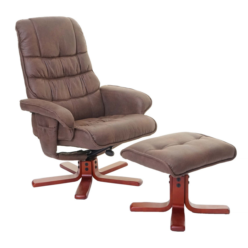 Fauteuil relax fauteuil de télévision, siège TV avec tabouret - imitation de daim, marron