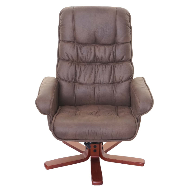 Fauteuil relax fauteuil de télévision, siège TV avec tabouret - imitation de daim, marron