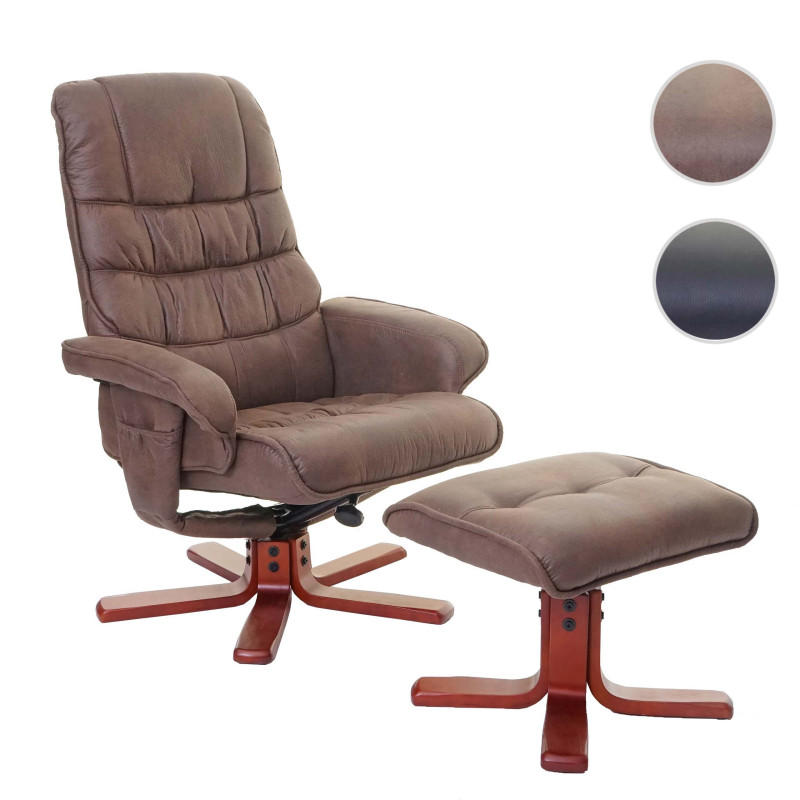 Fauteuil relax fauteuil de télévision, siège TV avec tabouret - imitation de daim, marron