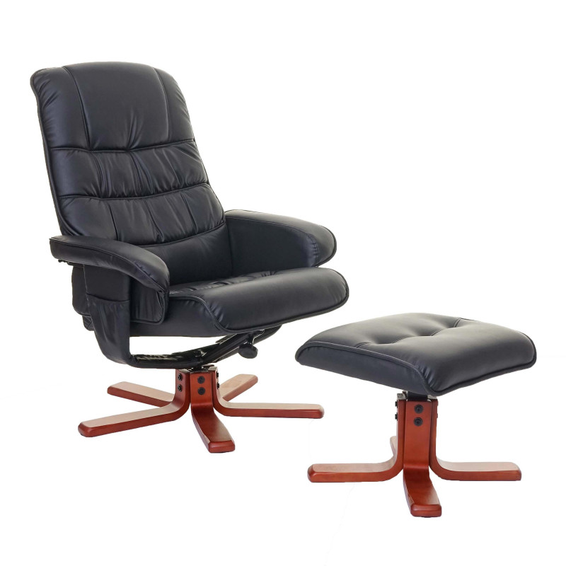 Fauteuil relax fauteuil de télévision, siège TV avec tabouret - similicuir noir