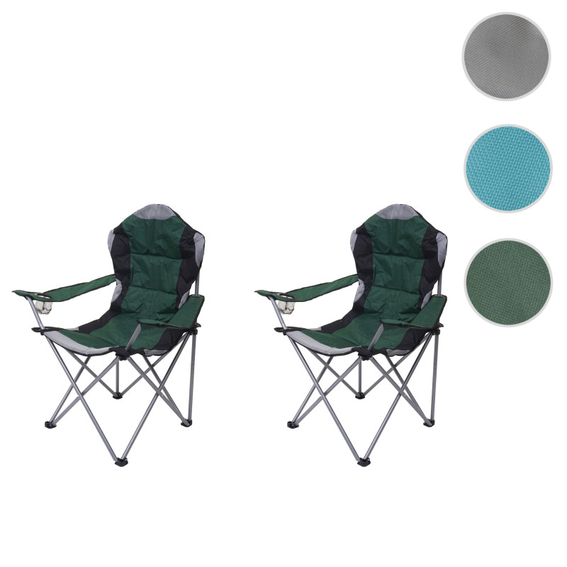 2x Chaise de camping chaise pour pêcheur, pliable, rembourré - gris