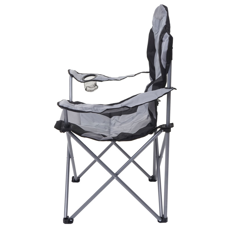 2x Chaise de camping chaise pour pêcheur, pliable, rembourré - gris