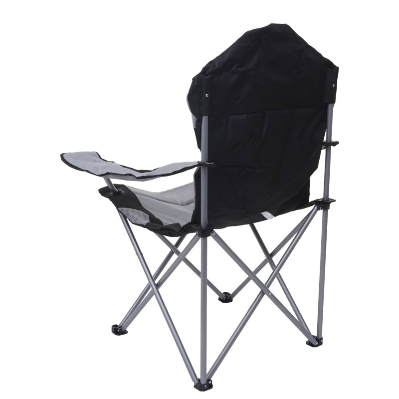 2x Chaise de camping chaise pour pêcheur, pliable, rembourré - gris