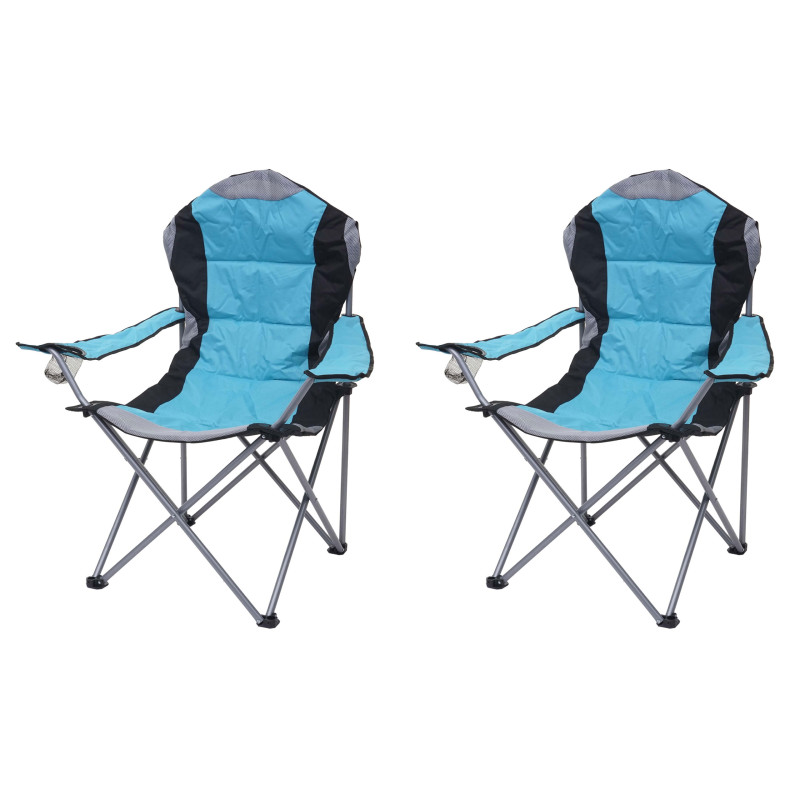 2x Chaise de camping chaise pour pêcheur, pliable, rembourré - bleu