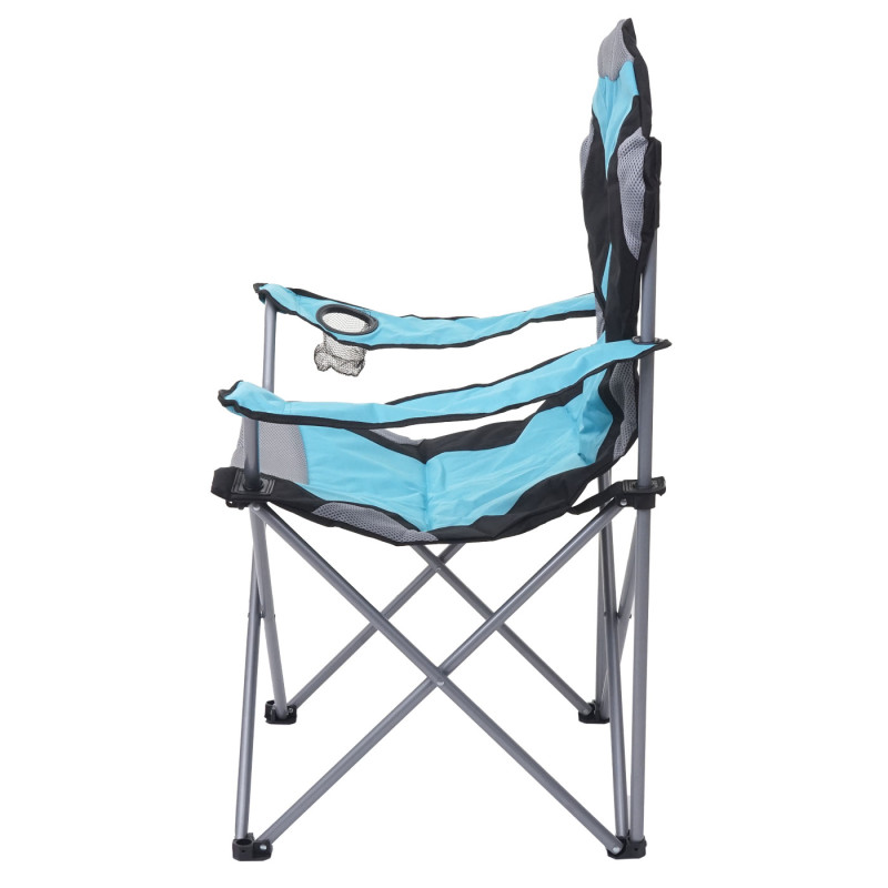 2x Chaise de camping chaise pour pêcheur, pliable, rembourré - bleu