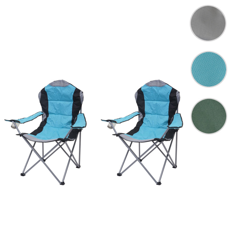 2x Chaise de camping chaise pour pêcheur, pliable, rembourré - bleu