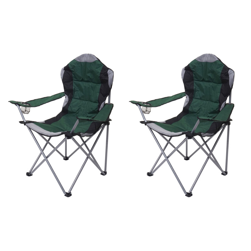 2x Chaise de camping chaise pour pêcheur, pliable, rembourré - vert