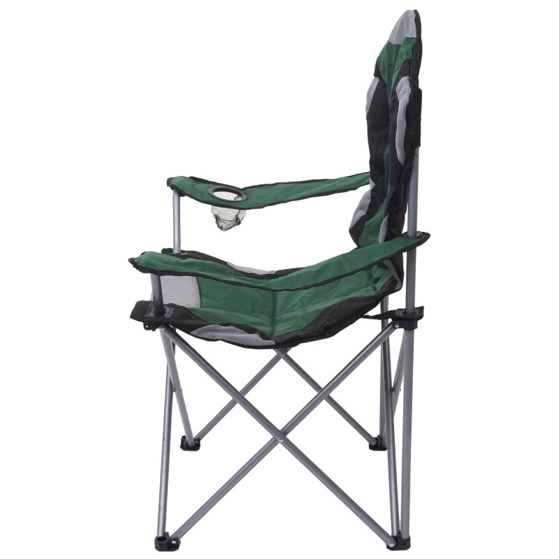 2x Chaise de camping chaise pour pêcheur, pliable, rembourré - vert