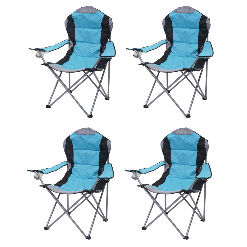 4x Chaise de camping chaise pour pêcheur, pliable, rembourré - bleu