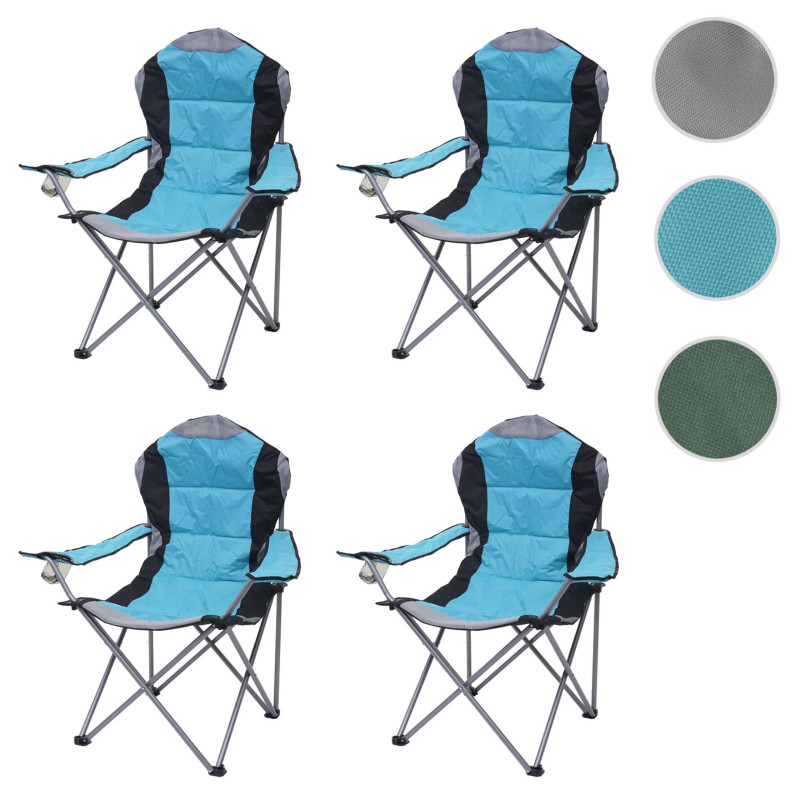 4x Chaise de camping chaise pour pêcheur, pliable, rembourré - bleu