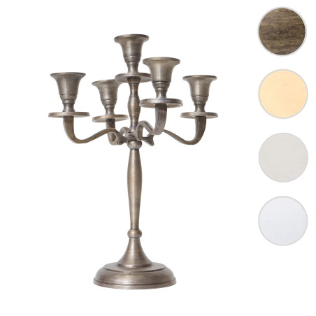 Bougeoir chandelier, candélabre à 5 branches en aluminium 31cm massif 0,6kg - couleur: blanc