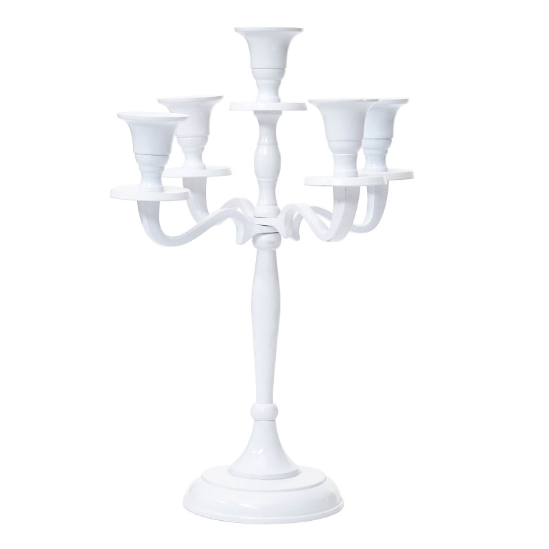 Bougeoir chandelier, candélabre à 5 branches en aluminium 31cm massif 0,6kg - couleur: blanc