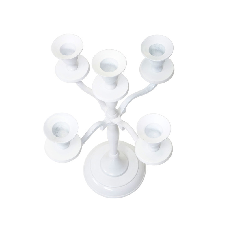 Bougeoir chandelier, candélabre à 5 branches en aluminium 31cm massif 0,6kg - couleur: blanc