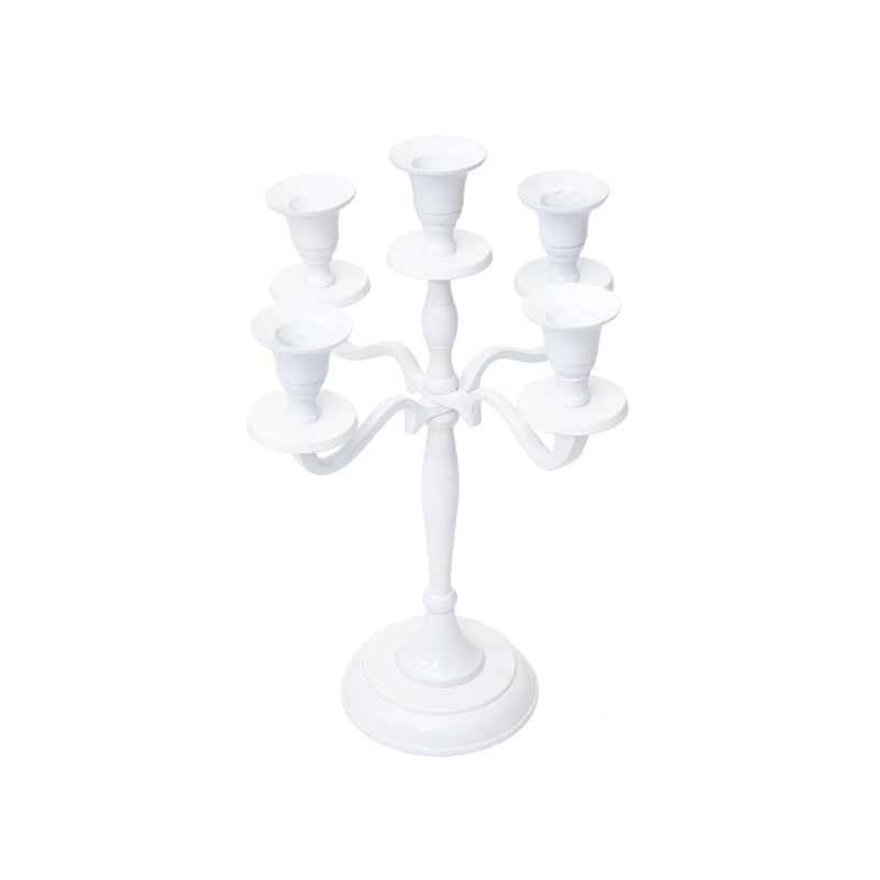 Bougeoir chandelier, candélabre à 5 branches en aluminium 31cm massif 0,6kg - couleur: blanc