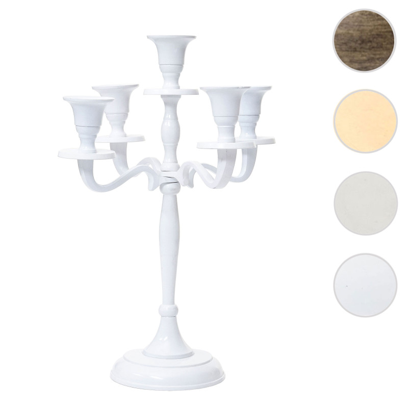 Bougeoir chandelier, candélabre à 5 branches en aluminium 31cm massif 0,6kg - couleur: blanc