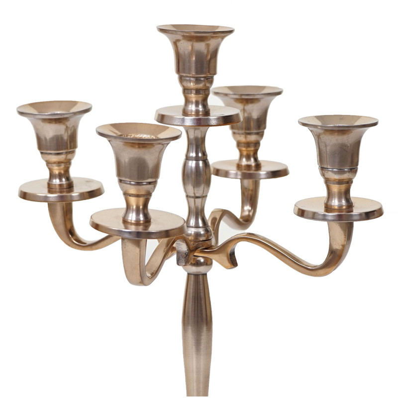 Bougeoir chandelier, torchère, candélabre à 5 branches en aluminium 31cm massif 0,6kg - couleur: or