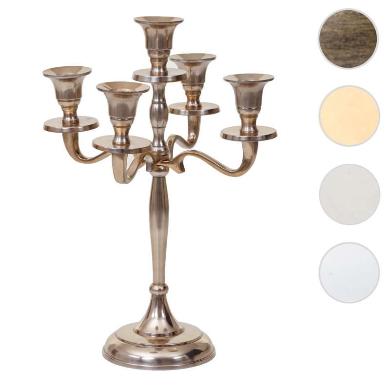 Bougeoir chandelier, torchère, candélabre à 5 branches en aluminium 31cm massif 0,6kg - couleur: or