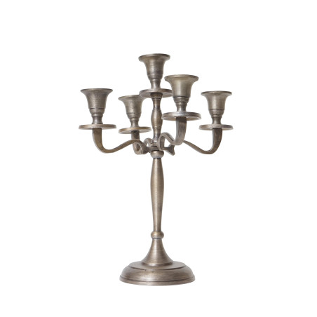 Bougeoir chandelier, candélabre à 5 branches en aluminium 31cm massif 0,6kg - couleur: or antique