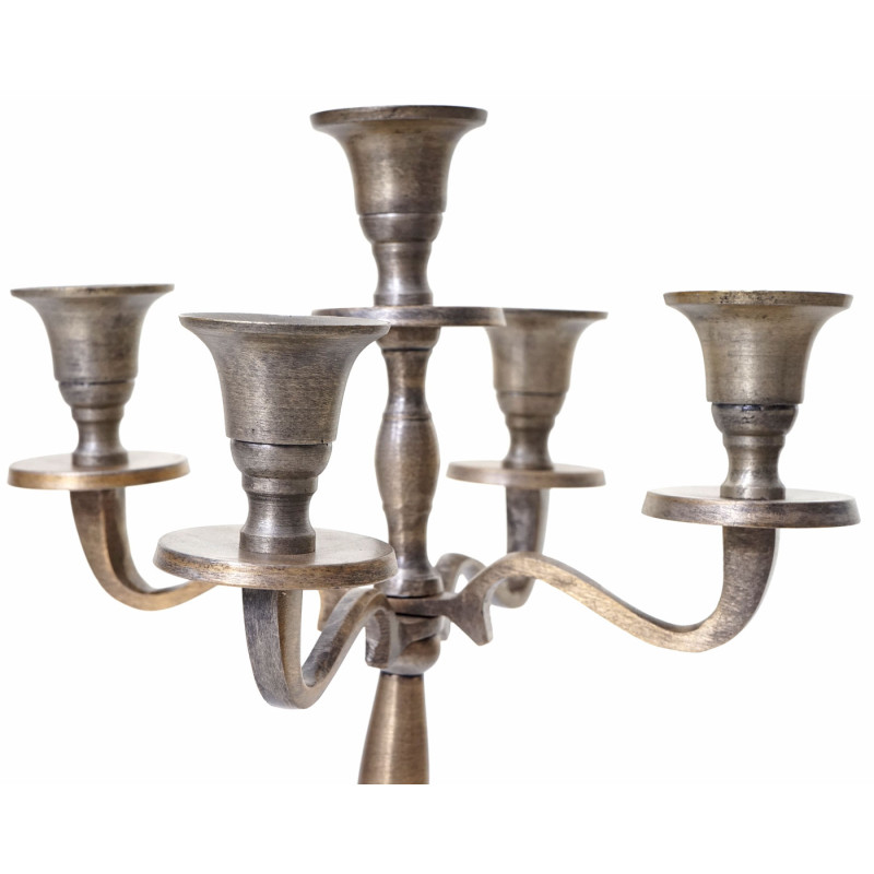 Bougeoir chandelier, candélabre à 5 branches en aluminium 31cm massif 0,6kg - couleur: or antique