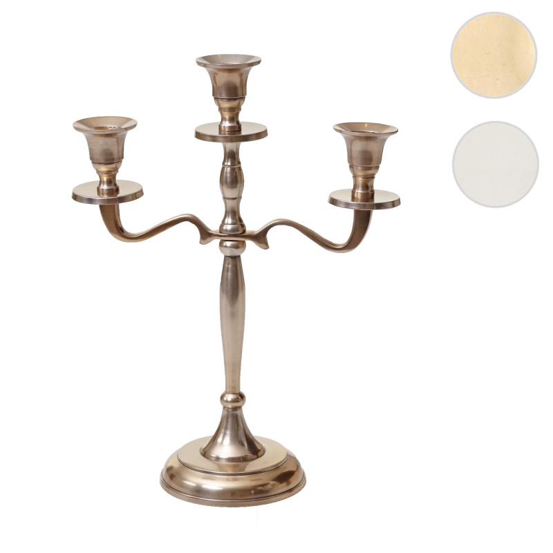 Bougeoir chandelier, candélabre à 3 branches en aluminium 30cm massif 0,4kg - couleur: argent