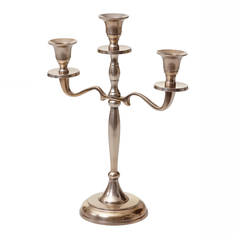 Bougeoir chandelier, torchère, candélabre à 3 branches en aluminium 30cm massif 0,4kg - couleur: or