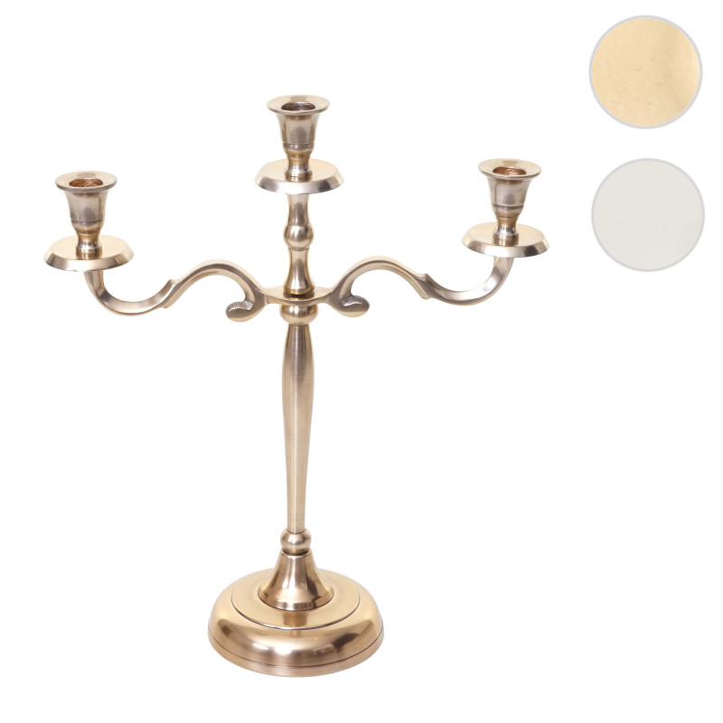 Bougeoir chandelier, candélabre à 3 branches en aluminium 40cm massif 0,7kg - couleur: argent