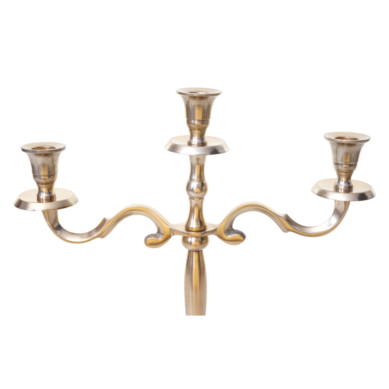 Bougeoir chandelier, torchère, candélabre à 3 branches en aluminium 40cm massif 0,7kg - couleur: or