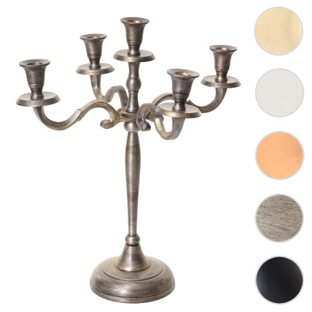 Bougeoir chandelier, candélabre à 5 branches en aluminium 41cm massif 1kg - couleur: noir mat