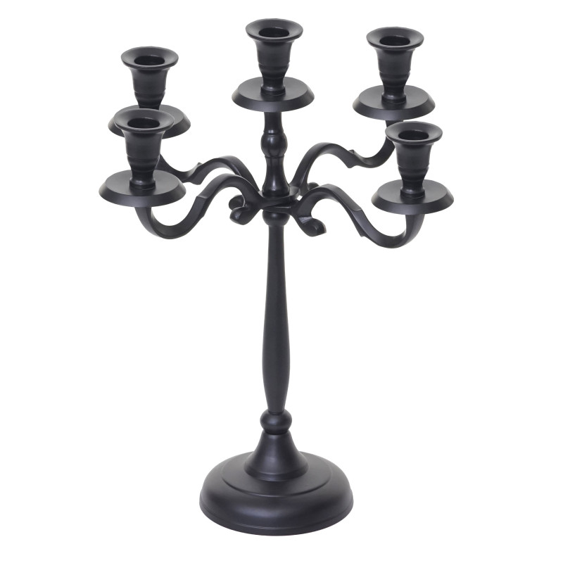 Bougeoir chandelier, candélabre à 5 branches en aluminium 41cm massif 1kg - couleur: noir mat