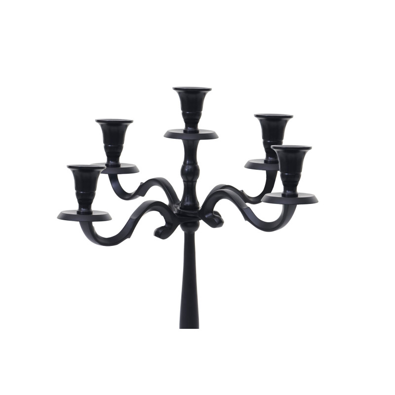 Bougeoir chandelier, candélabre à 5 branches en aluminium 41cm massif 1kg - couleur: noir mat