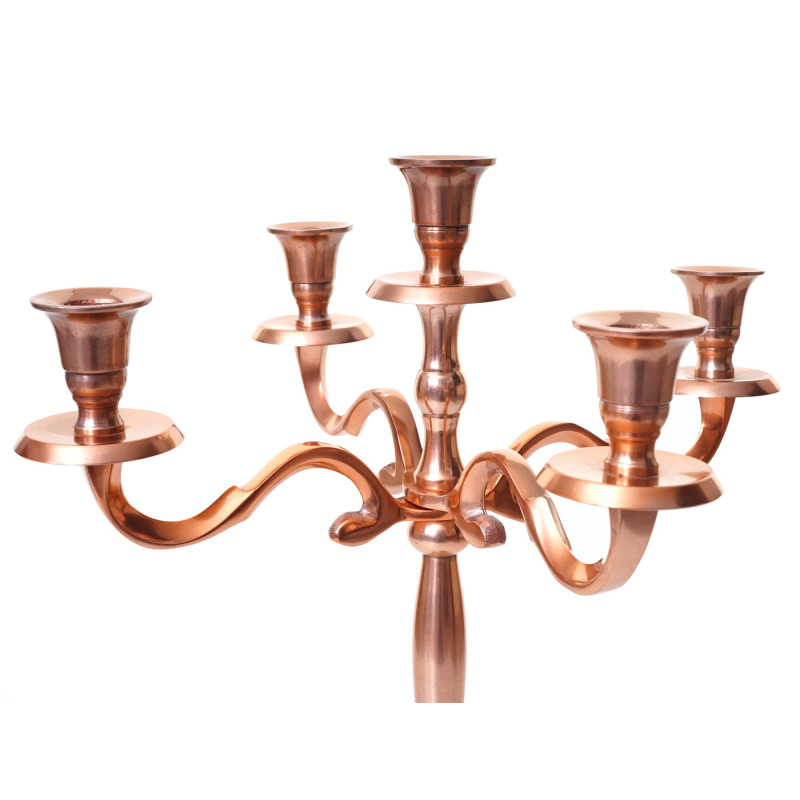 Bougeoir chandelier, torchère, candélabre à 5 branches en aluminium 41cm massif 1kg - couleur: cuivre