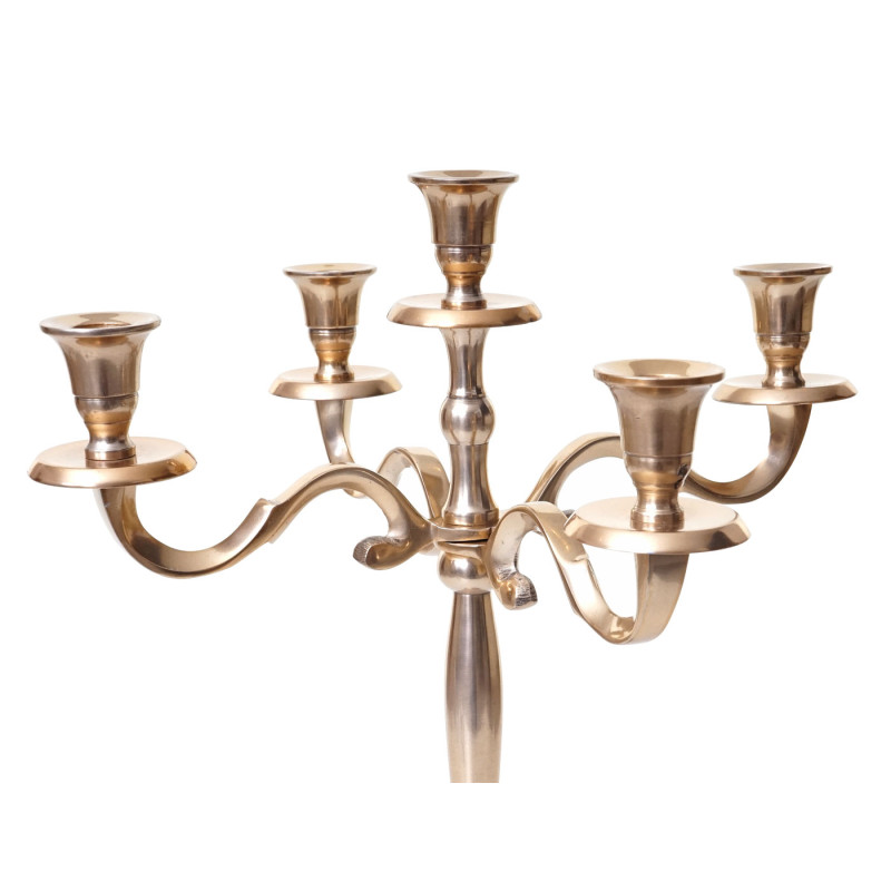 Bougeoir chandelier, torchère, candélabre à 5 branches en aluminium 41cm massif 1kg - couleur: or